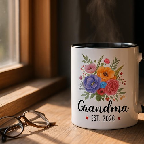 Vivulla68 Promoted To Grandma 2026 Mug With Matching Card - Pregnancy Announcement For New Grandmother, Nana, Gigi, Mimi - Mothers Day, First Time Grandma Gift; Grandmother Baby Announcement