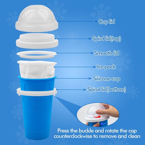 Jairuty 2PCS Slushie Maker Cup, Quick Frozen Magic Cups for Homemade Milk Shake Ice Cream Maker, Double Layer Squeeze Slushy Maker Cup, Birthday Gifts for Kids,Friends,Family (Blue+Green, 350ML)