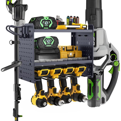KY-HUAEN Adjustable Wall Mount for EGO Compatible Tools,200lb Leaf Blower and Weed Eater Rack,Multifunctional Garage Tools Storage (grey)
