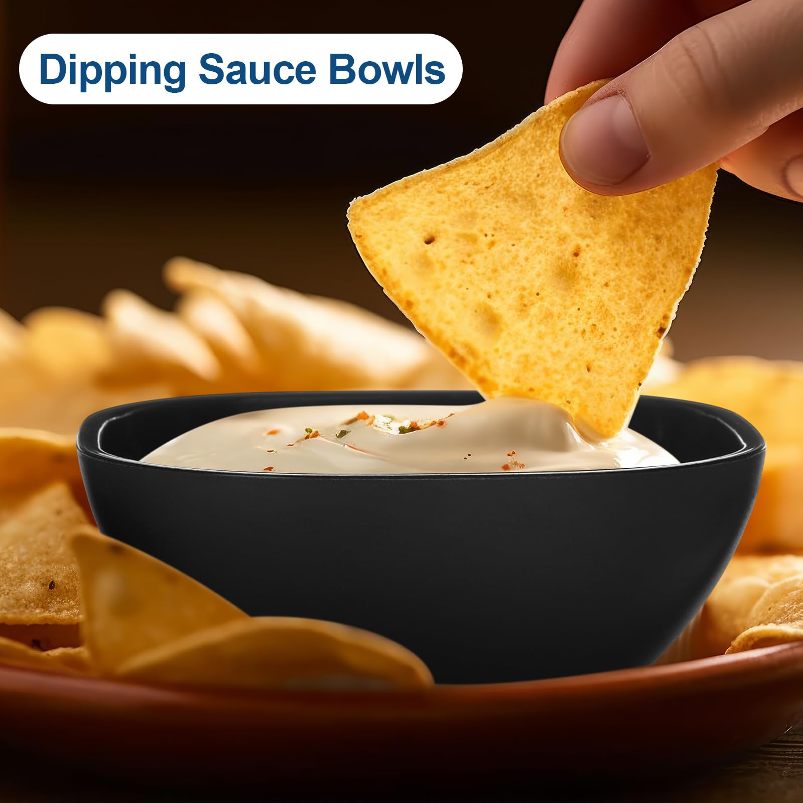 Tioncy 24 Pack 4.5 oz Small Wheat Straw Dipping Bowls Unbreakable Dessert Bowls Soy Sauce Dishes 3.7 x 3.7 x 1.5 Mini Prep Saucer Dipping Saucers for Side Dish Ketchup Soy Dessert Snack(Black)