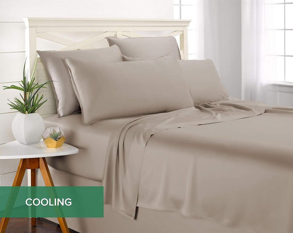 Pure Bamboo California King Sheets - 100% Organic Viscose Bed Sheet Set, Soft & Cooling, Sand Color