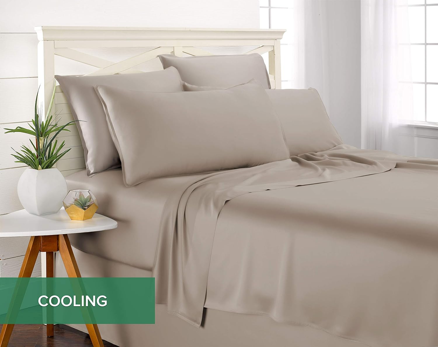 Pure Bamboo California King Sheets - 100% Organic Viscose Bed Sheet Set, Soft & Cooling, Sand Color