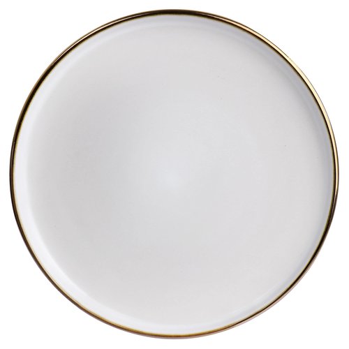 Elama Arthur 6 Piece Stoneware Salad Plate Set in Matt White with Gold Rim (Arthur Paul Salad), 6 Piece Set