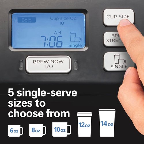 Hamilton Beach FlexBrew Coffee Maker - 2-Way Brewing with K-Cup Pods & Grounds, Black | Single Serve & 12-Cup Pot