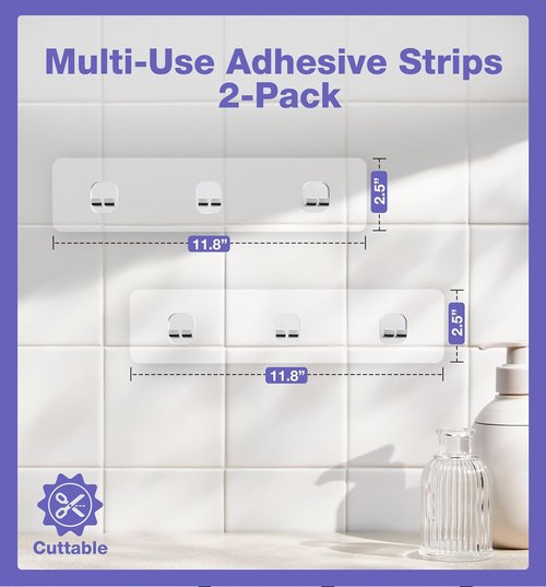 KINCMAX Heavy-Duty Waterproof Wall Adhesives - 2-Pack No-Trace Stickers for Shower Caddy & Kitchen Racks