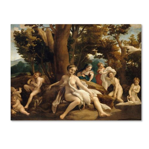 Canvas Wall Art - Correggio 'Leda And The Swan' Wall Art for Living Room, Bedroom, or Office Décor by Trademark Fine Art