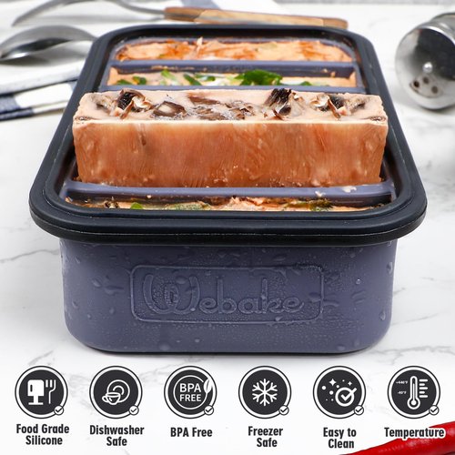 Webake 1/2 Cup Premium Silicone Freezer Trays with Clip-Lock Plastic Lids, Pack of 2 | Easy-Release Molds for Soup, Broth, Fruits & Leftovers, Perfect for Meal Prep & Food Storage