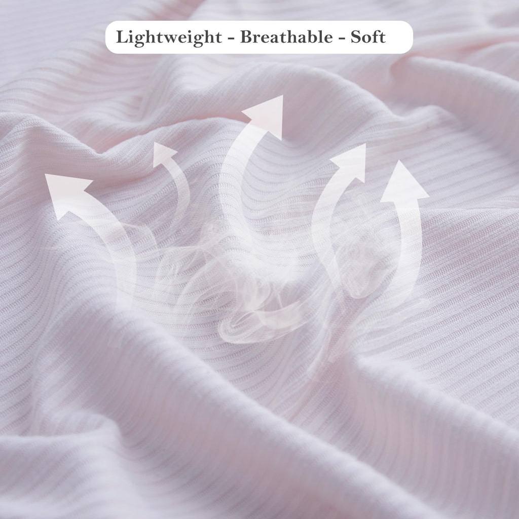 Viviland Jersey Swaddle Blanket, Ultra Soft Stretchy Receiving Blanket, Baby Girl Newborn Rainbow Swaddle Wrap, 40 x 30 inches, 2 Pcs, Pink Leaf