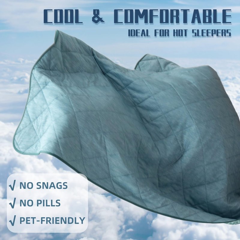 DOWNCOOL Cooling Blanket, Green Reversible Blanket for Hot Sleeper,Breathable Summer Comforter, Lightweight Soft Q-Max>0.4 Arc-Chill Cool Comforter, 60"X70"