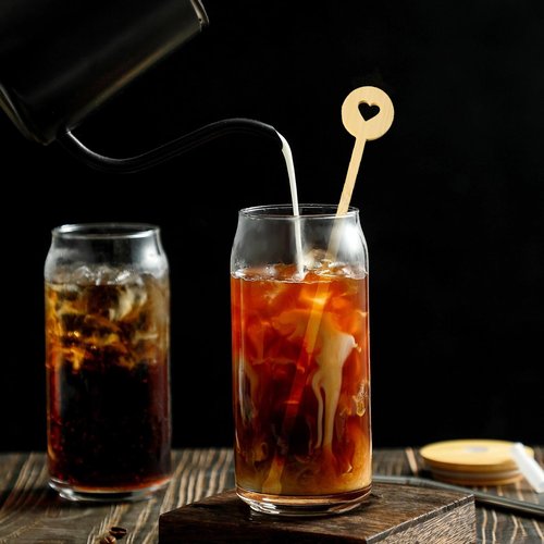 TreeMVI- 200PCS Disposable Coffee Stirrers 7IN Bamboo Coffee Stir Sticks for Mixing Drink,Cocktails,Milk Tea (200PCS-7IN Heart)