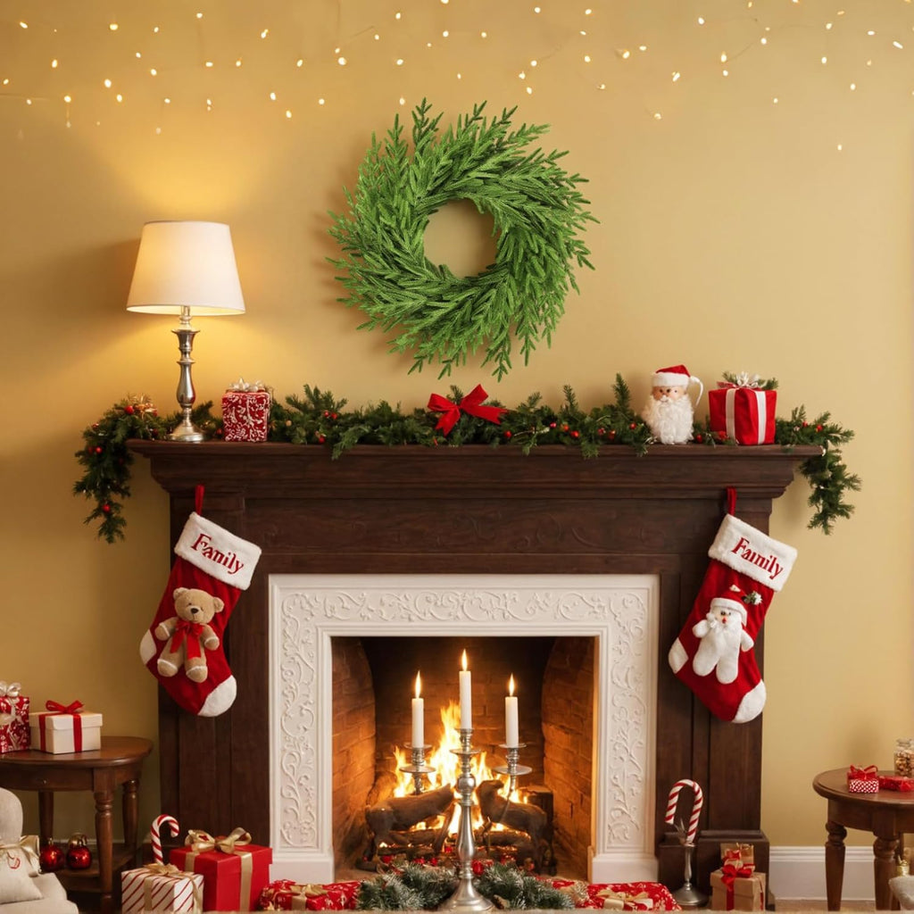 Regine Switzerland 26-Inch Artificial Norfolk Pine Wreath - Real Touch Greenery for Year-Round Home Decor