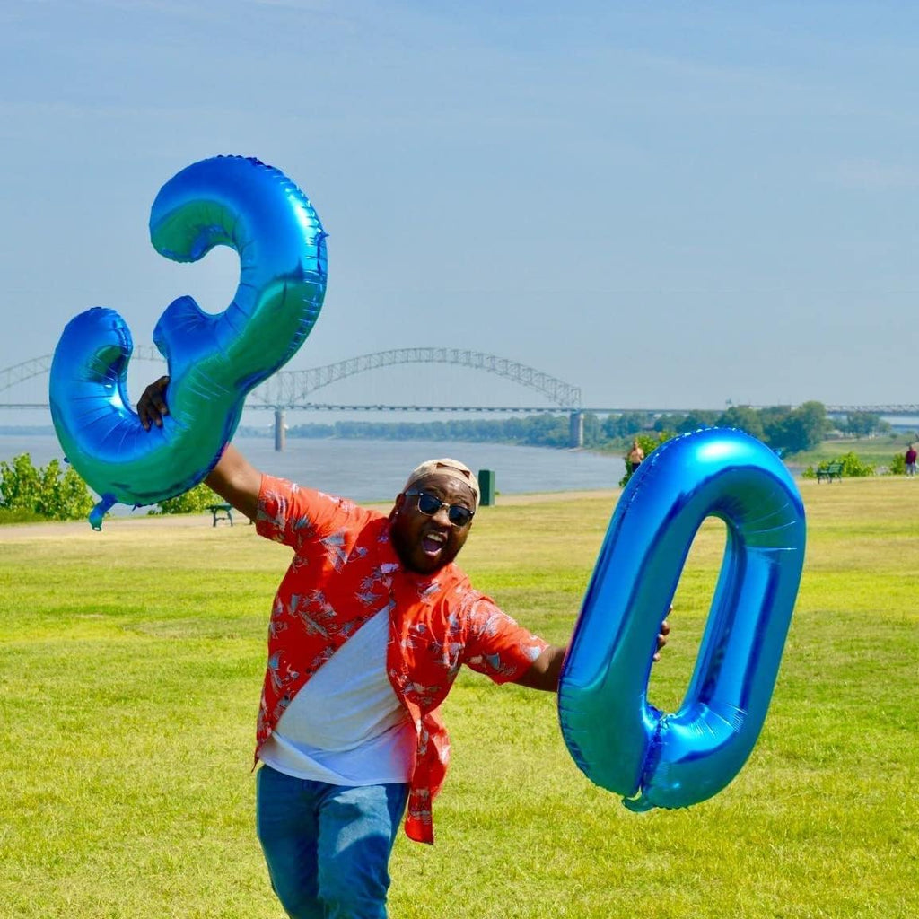 Skiennix Large Blue Foil Number 3 Balloon - 40 Inch Helium Balloon for Birthday & Graduation Celebrations