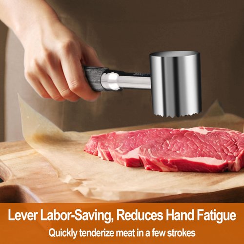 Bofuyuan Meat Tenderizer Mallet - Lever Labor-Saving 304 Stainless-Steel Meat Tenderizer Tool for Tenderizing Chicken, Beef, Pork