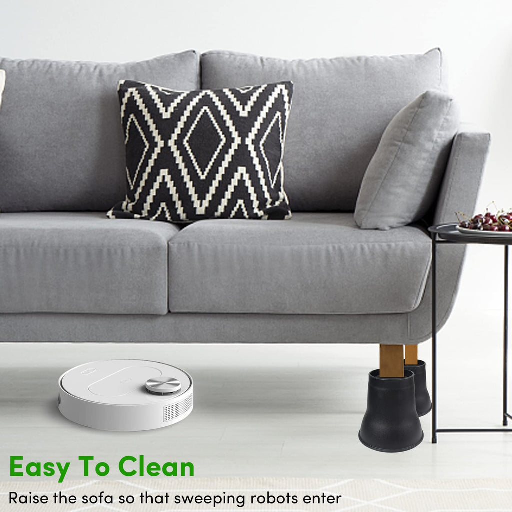 DEDU Bed Risers 6 Inch Heavy Duty 9 Pack, Furniture Risers with Caster Pads Supports Up to 6600 Lbs, Round Couch Risers for Sofas, Couch, Desk or Chair (Black)