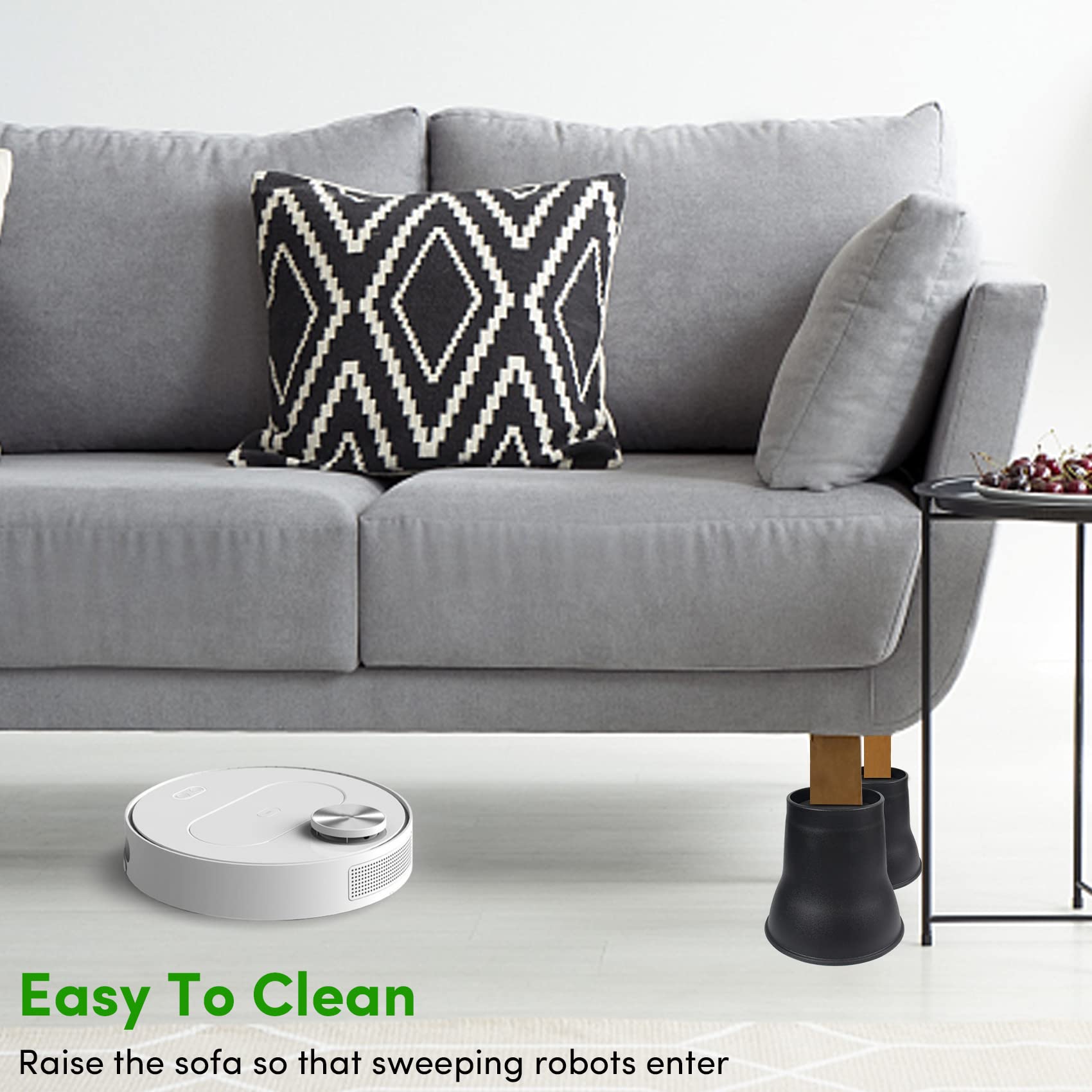 DEDU Bed Risers 6 Inch Heavy Duty 9 Pack, Furniture Risers with Caster Pads Supports Up to 6600 Lbs, Round Couch Risers for Sofas, Couch, Desk or Chair (Black)