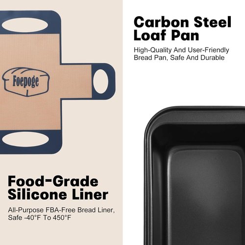 Loaf Pan Set by [Brand Name] - Nonstick 9 x 5 Inch Bread Pans with Liners for Perfect Baking