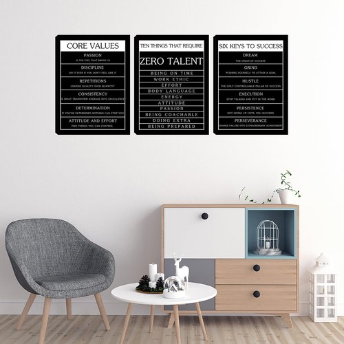 Motivational Office Wall Decor Inspirational Wall Art Set Pictures for Living Room Wall Decorations 3 Pieces Canvas Poster Wall Prints Framed Paintings Artwork Bedroom Art Wall Decor (48''W x 24''H)
