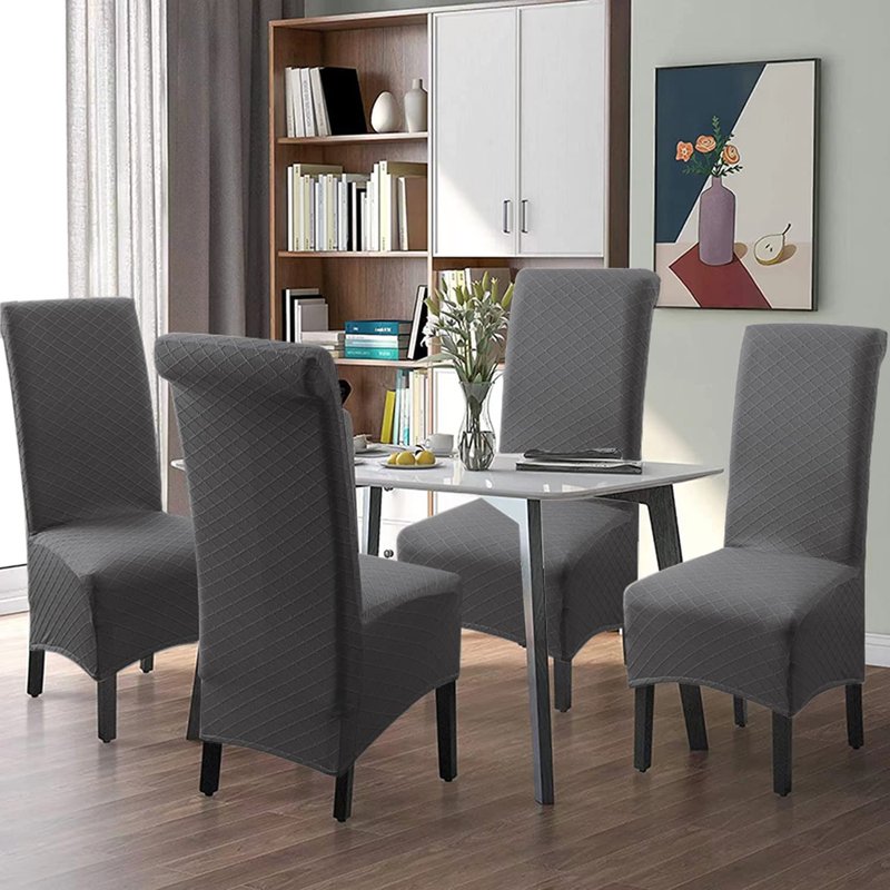 BOGUANG Waterproof XL/Oversized Dining Chair Cover, Parsons Chair Covers(Dark Grey, Set of 6(XL))