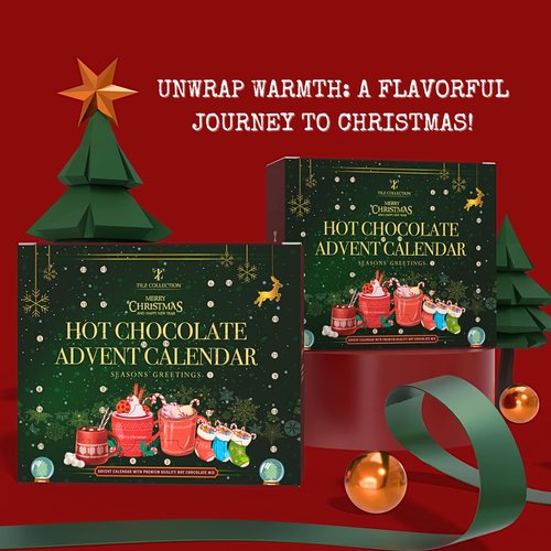 Hot Chocolate Advent Calendar 2025 - Gourmet Luxury Selection of 24 Flavors | Perfect Gift for All Ages
