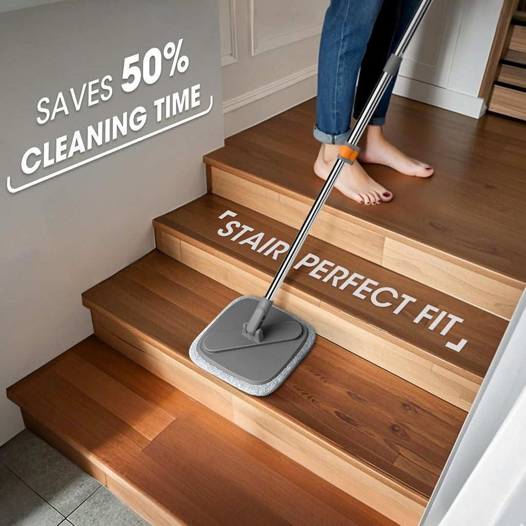 Skiennix Spin Mop and Bucket Set - Deep-Cleaning System with Separate Dirty Water | Versatile for Floors and Walls