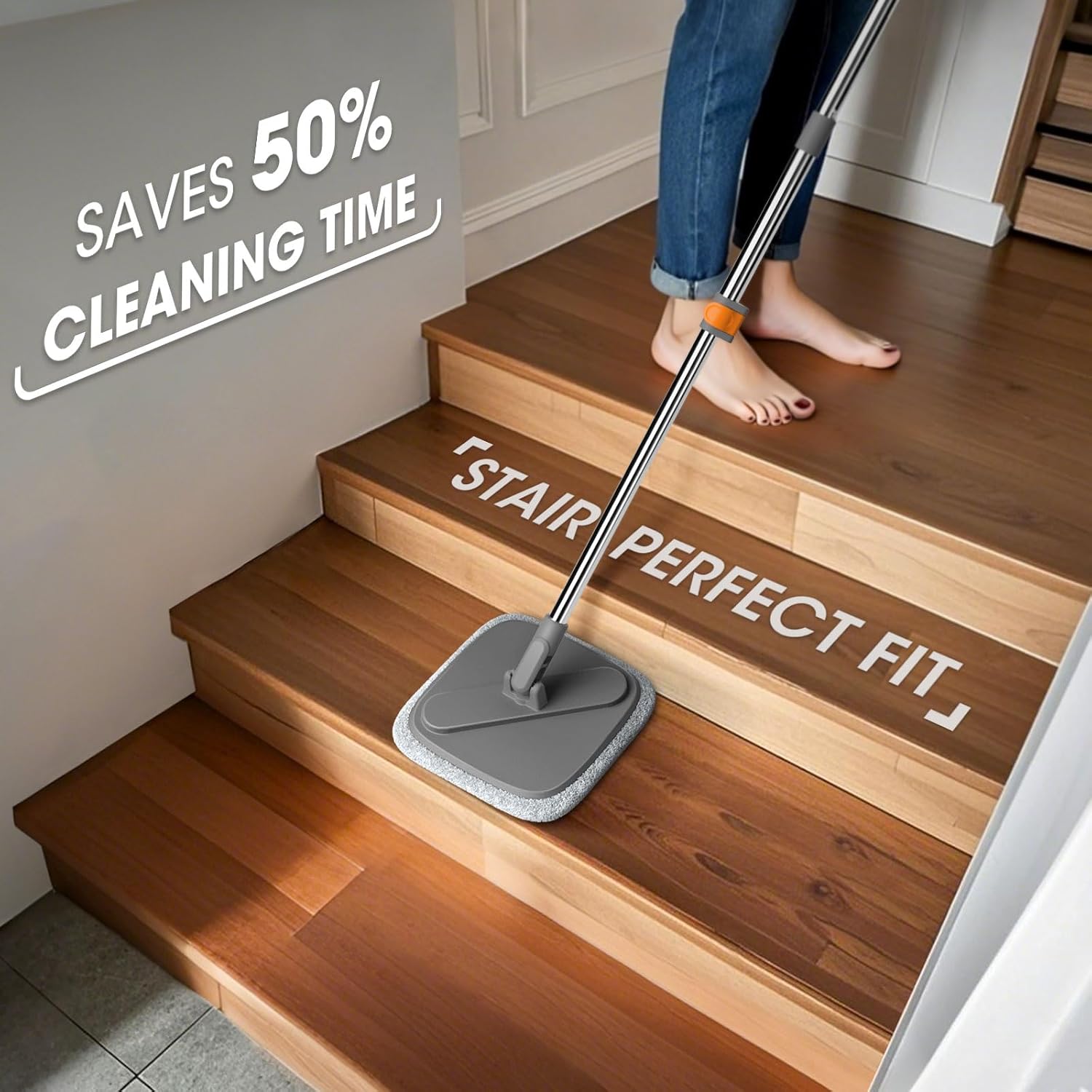 Skiennix Spin Mop and Bucket Set - Deep-Cleaning System with Separate Dirty Water | Versatile for Floors and Walls