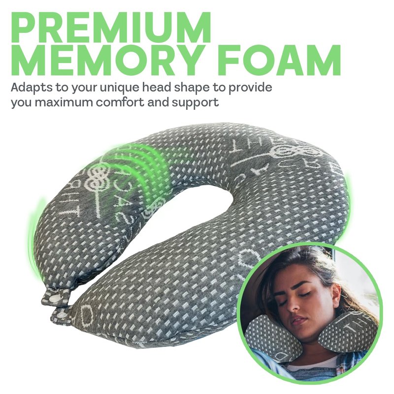 Sacred Thread Rayon Derived from Bamboo Travel Neck Pillow for Airplanes, Memory Foam for Airplane, Ergonomic Design Neck Rest, Travel Pillow for Sleeping