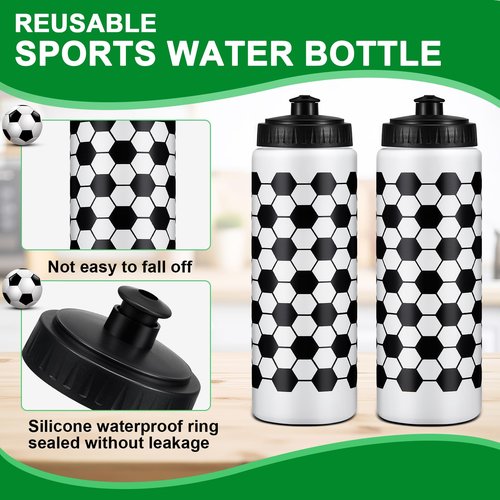 Yaomiao 50 Pcs Soccer Water Bottles Bulk 20 oz Reusable Squeeze Water Bottles Sports Ball Cup Accessories for Sports Party Team Gifts