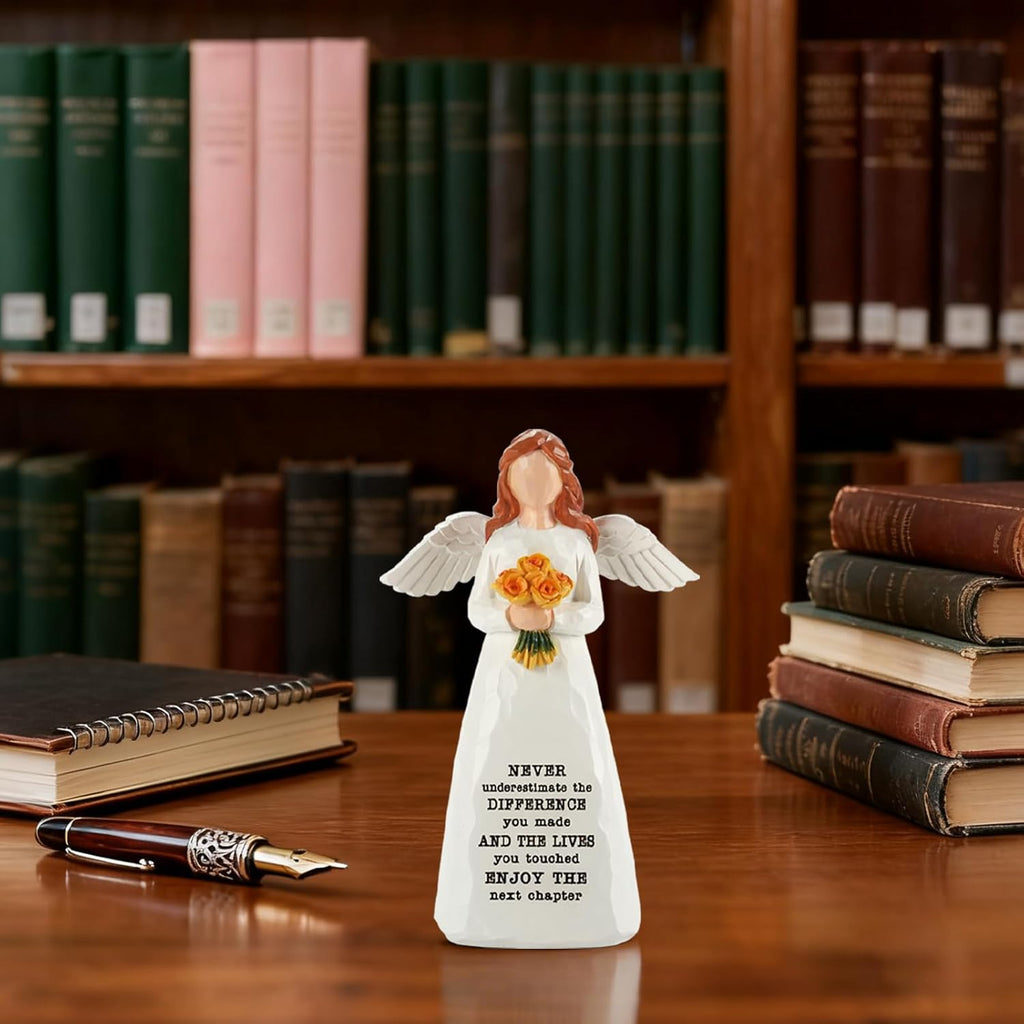 Regine Switzerland Retirement Gift - Elegant 5.9” Handcrafted Resin Angel Figurine | Perfect for Coworkers, Nurses, and Teachers