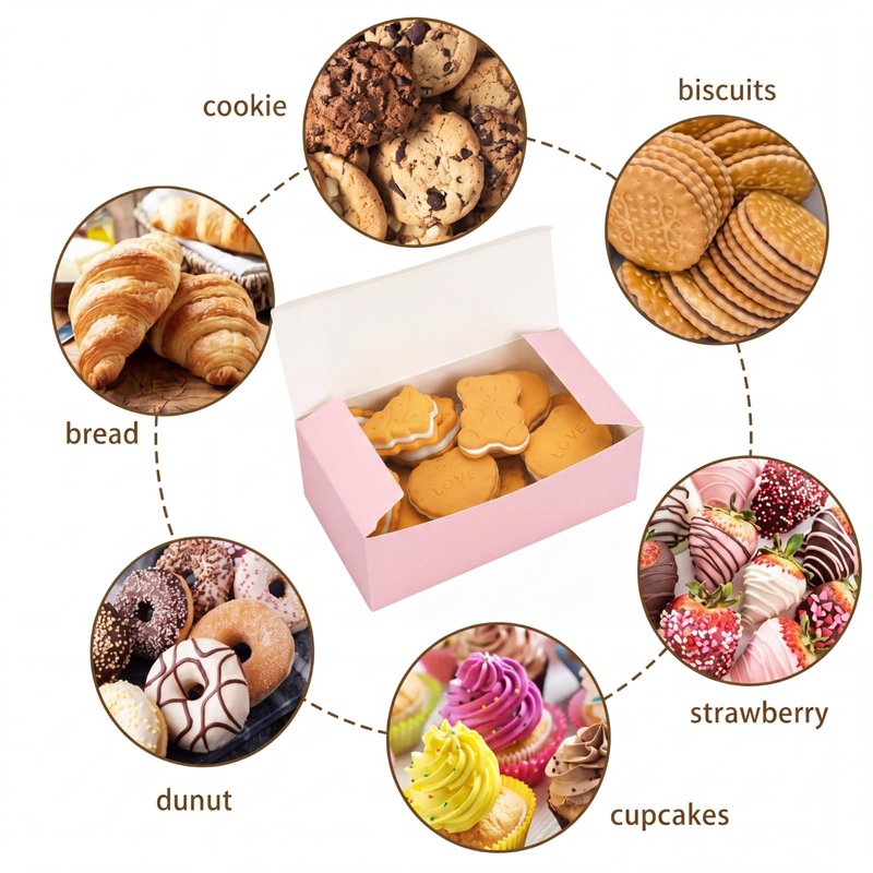 FillTouch 36 Pcs Pink Bakery Boxes 6 x 3 x 1.8 Inch Cookie Boxes Pastry Box for Cupcakes, Desserts, Cookies, Candies Donuts Cookie Containers for Party Favor and Gifts