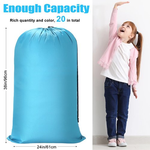 20 Pcs Laundry Bag Washable Travel Laundry Bags with Drawstring Lock Closure Large Heavy Duty for Camping Tent Blankets Dirty Clothes Yarn Fabric Storage, Multi Use