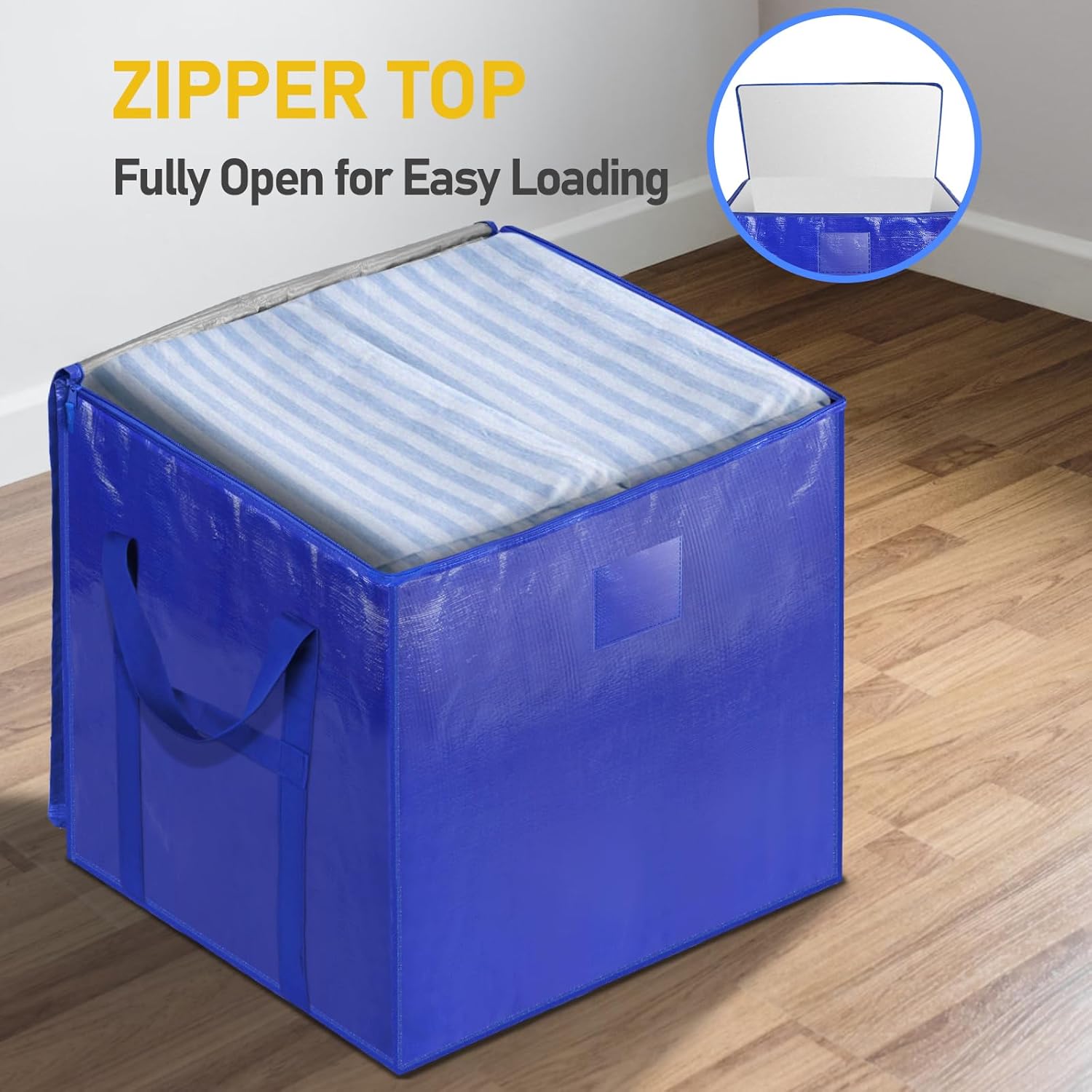 TICONN Extra Large Moving Bags - Heavy-Duty Storage Totes with Zippers & Handles | 45 Gallon (2 Pack)