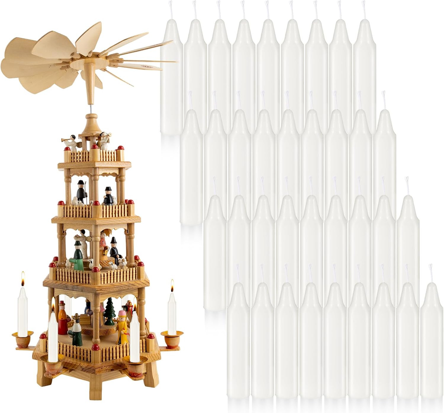 Nuanchu Christmas Tree Candles - 36 Pcs Traditional Wax Candles for Holiday Decor | 4 x 0.8 Inches, White