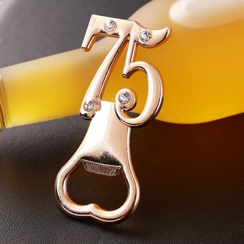 Yuokwer 36 PCS Bottle Opener Gold 75th Birthday Party Favor 75 Anniversary Favors for Guests,Number 75th Birthday Party Decorations Beer Bottle Openers for Party Gift Souvenir Supplies (Gold 75th, 36)