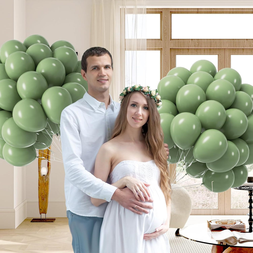 Sage Green Balloons - 12-Inch Light Pastel Latex Balloons | 50-Pack for Weddings & Parties