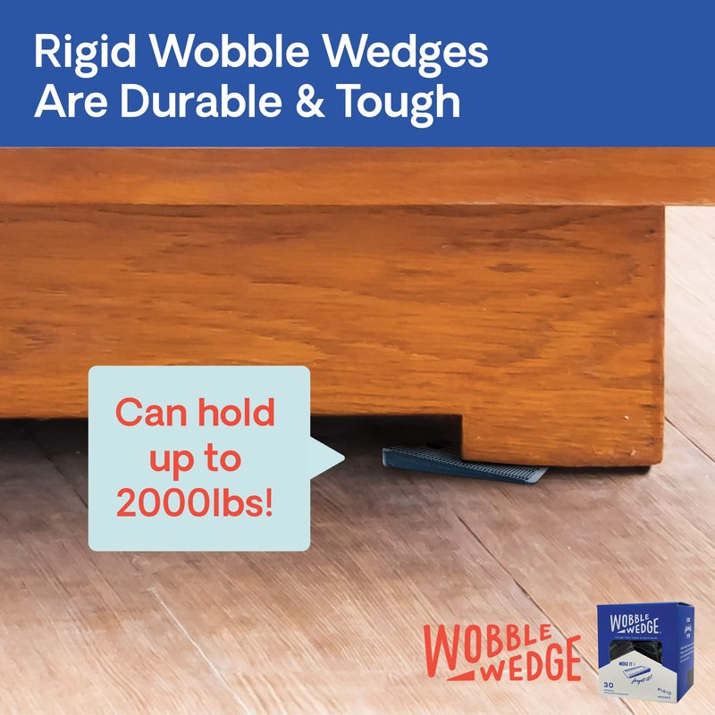 Wobble Wedges Rigid Plastic Shims, Multi-Purpose Shim Wedges for Home Improvement & Work - Plastic Wedge for Table, Toilet, Furniture Levelers & Leveling Feet, Made in USA, Black, 30Pack