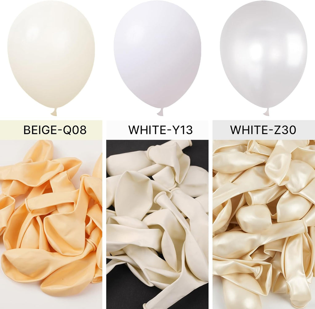 PartyWoo White Balloons - 127-Piece Latex Balloon Arch Kit for Weddings, Showers & Birthdays | 5-18 Inch Sizes