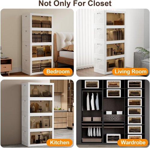 JOYMOOP 198 Qt Stackable Storage Bins - Durable Closet Organizers with Lids | 3 Pack for Home Use