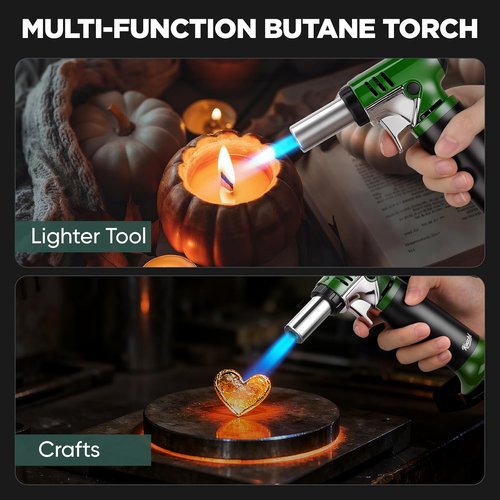 KOACKL Refillable Butane Torch - Adjustable Flame with Safety Lock & Fuel Gauge - Ideal for Welding & Resin Art