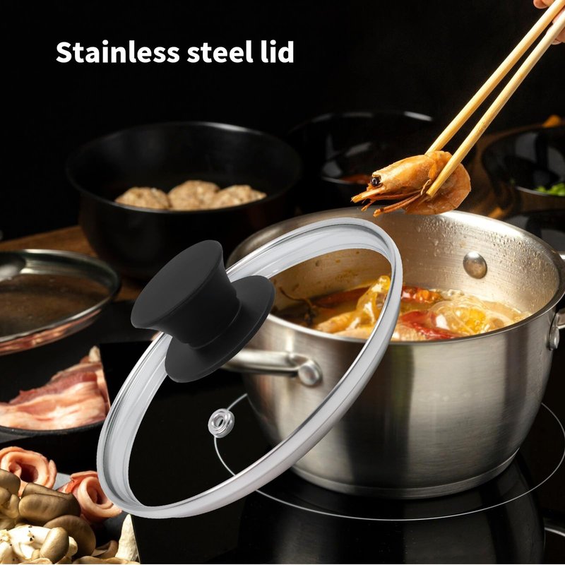 6.5" Tempered Glass Pan Lid with Steam Vent, Thickened to 4mm and Dishwasher Safe and Oven up to 480℉, Universal Lid Fit for Cast Iron Skillets, Frying Saute Pan, Cooking Pot