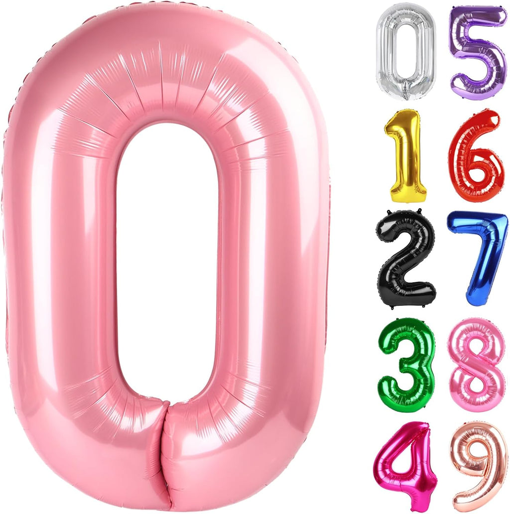 Pearlescent Pink Number 0 Balloon - 40 Inch Birthday Decoration for Milestone Celebrations