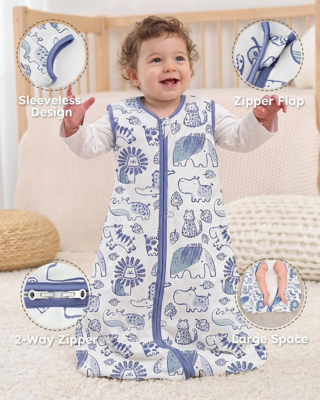 Yoofoss Baby Sleep Sack - 1.5 Tog Organic Cotton Wearable Blanket for 6-12 Months | Soft & Warm
