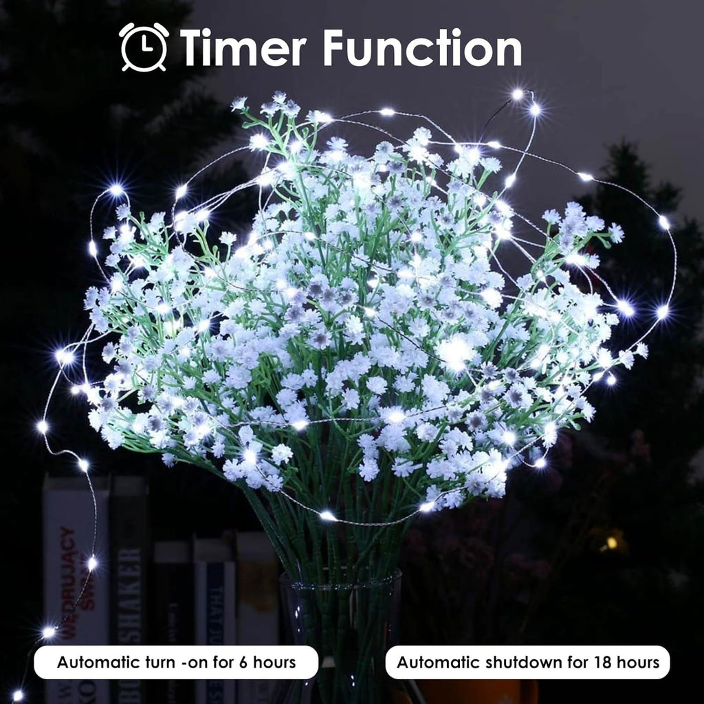 Skiennix 33FT 100 LED Battery Operated Fairy Lights - Waterproof Remote Control & Timer | Cool White