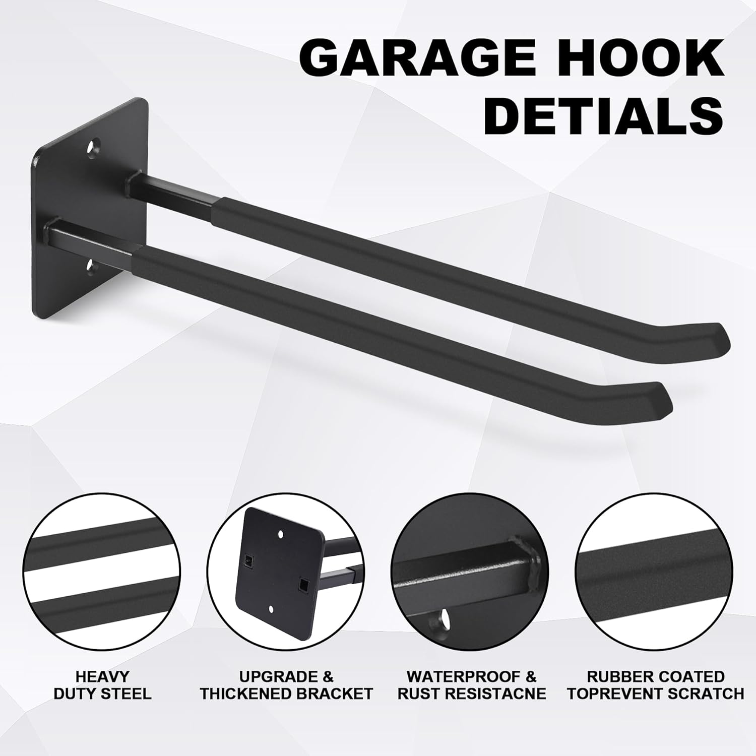 Skiennix 14-Inch Heavy Duty Garage Hooks - Extra Large Wall Mount Organizer for Tools & Equipment | 4-Pack