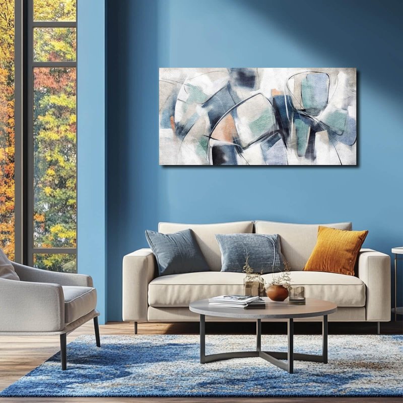 VAYIMDH Blue Pictures Wall Decor Abstract Wall Art Modern Artwork for Business Lobby Pink Wall Pictures for Wall 24x48 In