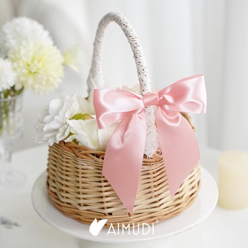 AIMUDI Satin Bows - Baby Pink 5.5" Premade Ribbon Bows for Gift Wrapping & Crafts | 24 Pack