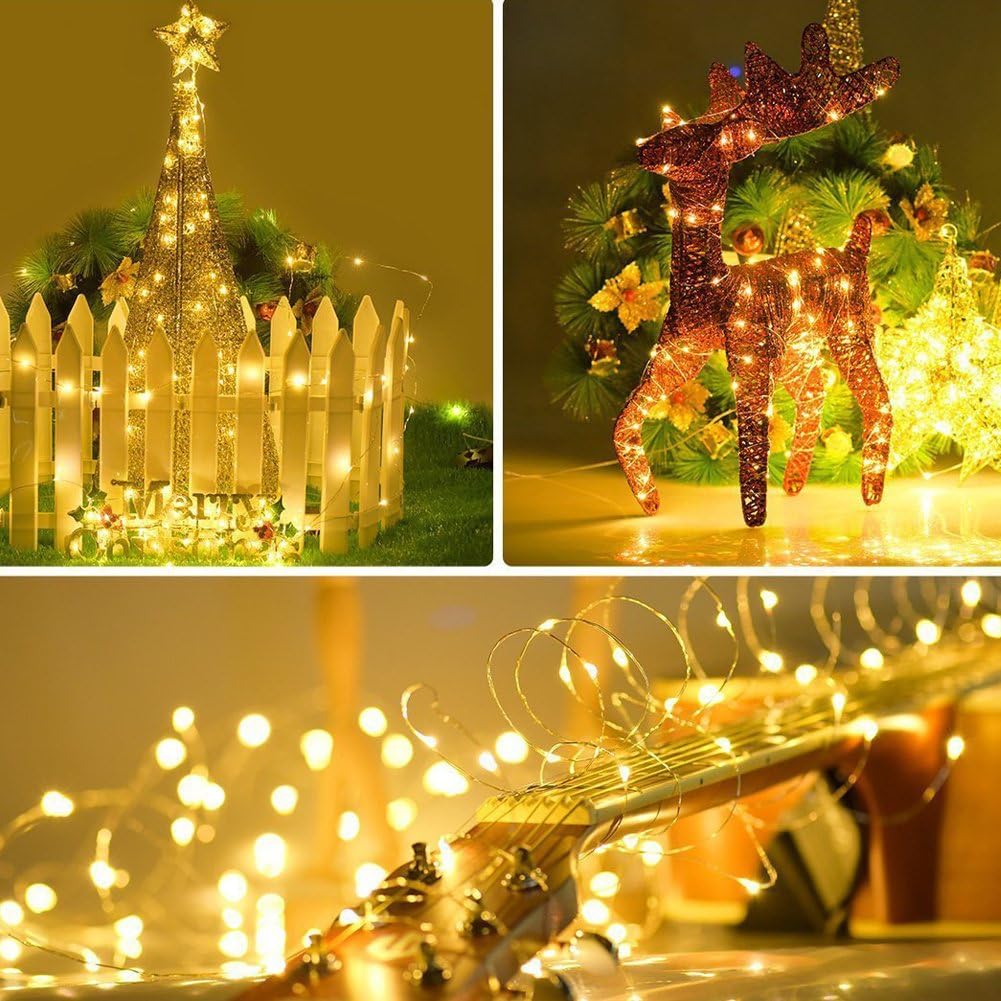 Twinkle Star 33ft 100LED Copper Wire String Lights - USB Powered Fairy Lights with Remote Control | Warm White for Weddings & Home Decor