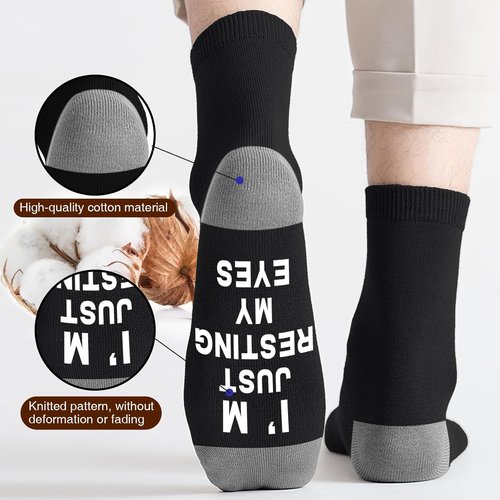Dealswin Funny Socks for Dad - Perfect Birthday or Father's Day Gift | "I'm Not Sleeping, Just Resting My Eyes" Design