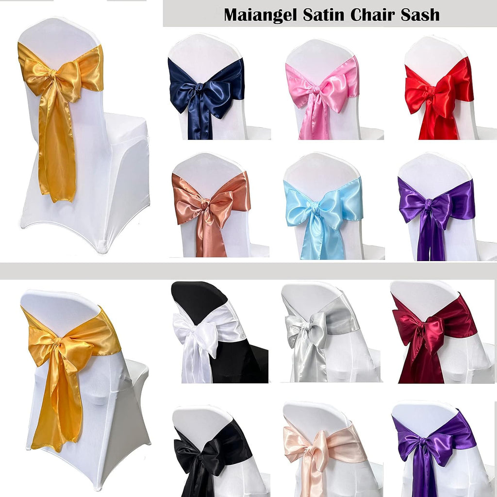 Skiennix Satin Chair Sashes - 50PCS Elegant Ribbon Ties for Wedding & Party Decor | Silver