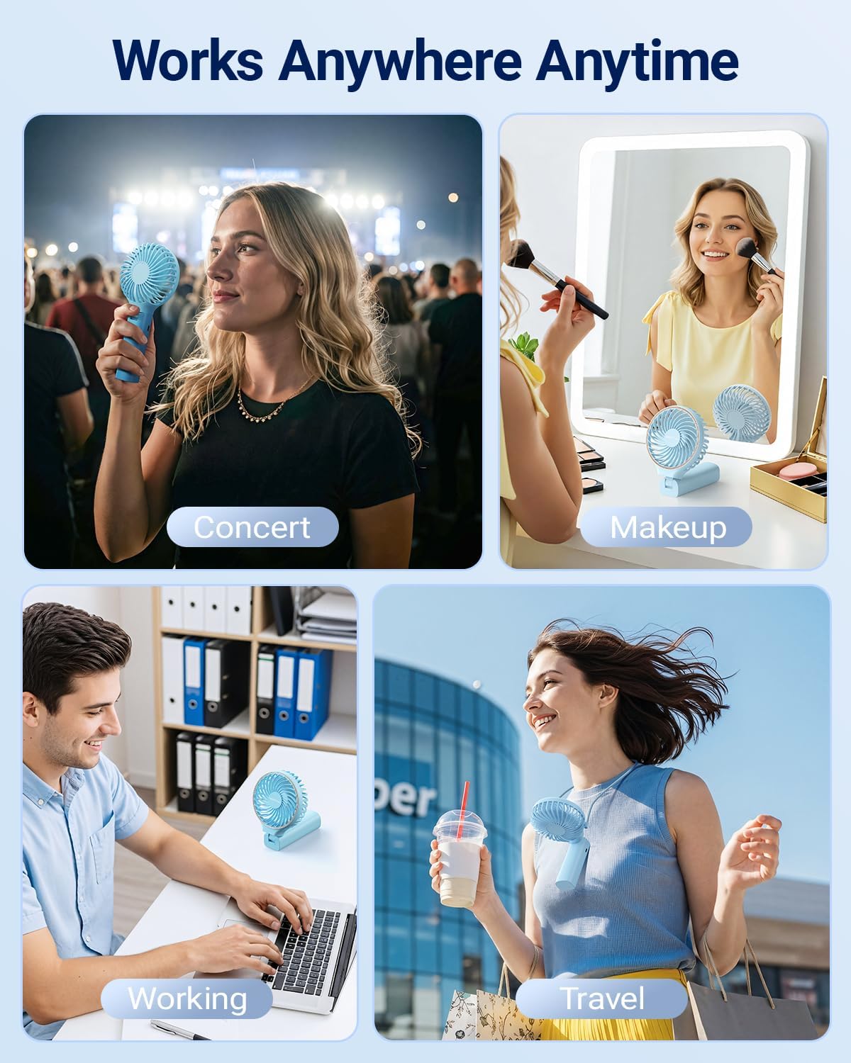 Sweetfull Handheld Portable Fan - 5000mAh Rechargeable Battery, 6 Speed Wind, LED Display | Mini Travel Essential