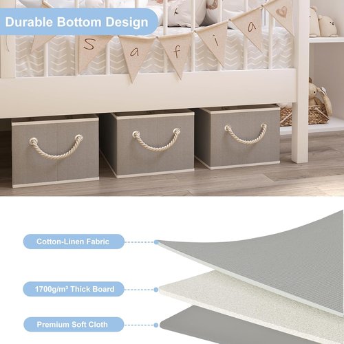 Closet Storage Bins by [Brand Name] - Collapsible Linen Organizers for Shelves | Gray, 4 Pack